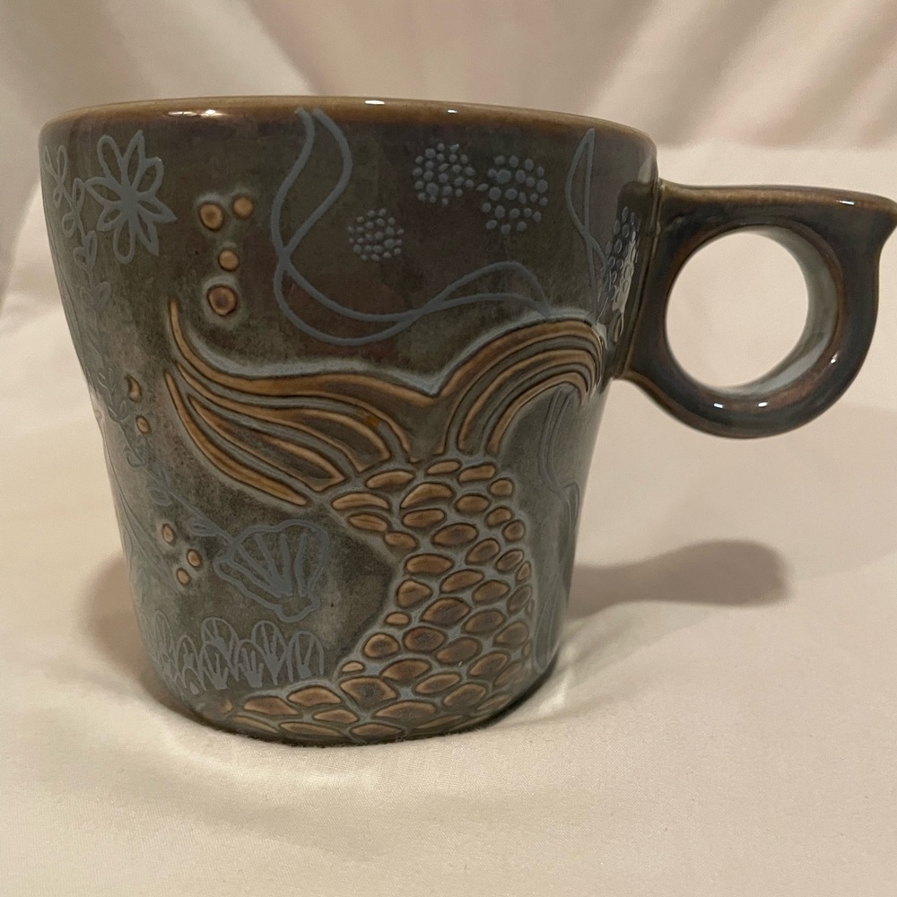 Starbucks Ceramic Mug with Mermaid Design - Blue and Brown 12oz